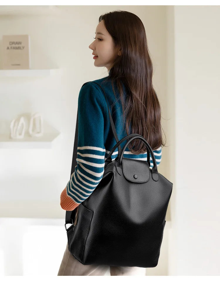 Genuine Leather Women Backpack – Luxury Casual Daypack