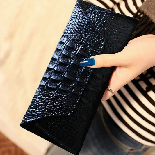 Alligator Embossed Leather Women's Clutch Wallet