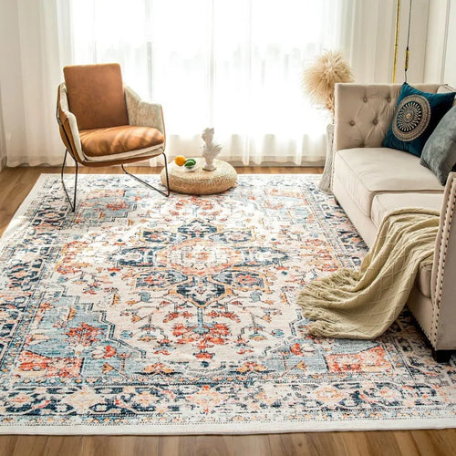 Boho Persian Style Area Rug – Crystal Velvet Living Room Carpet