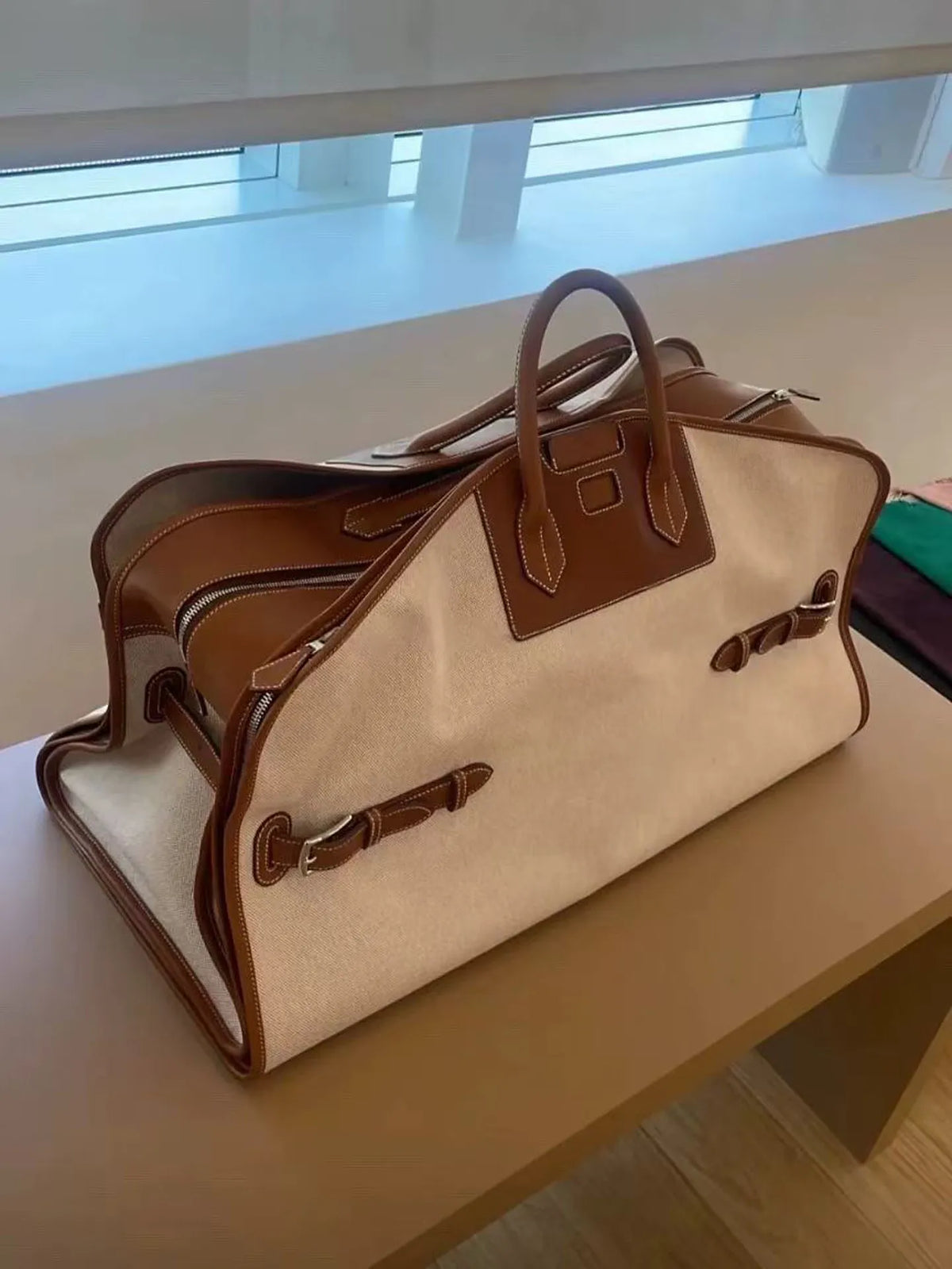 Large Capacity Travel Casual Tote Bag Women Luxury Leather Shoulder Canvas Bucket Handbag Office