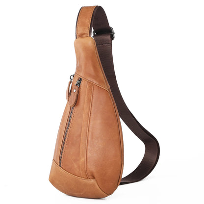 Men's Genuine Leather Chest Sling Bag – Casual Crossbody Pack