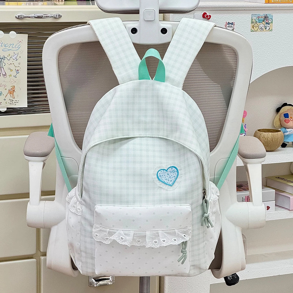 Plaid Backpack for Teen Girls – Cute Kawaii School Daypack
