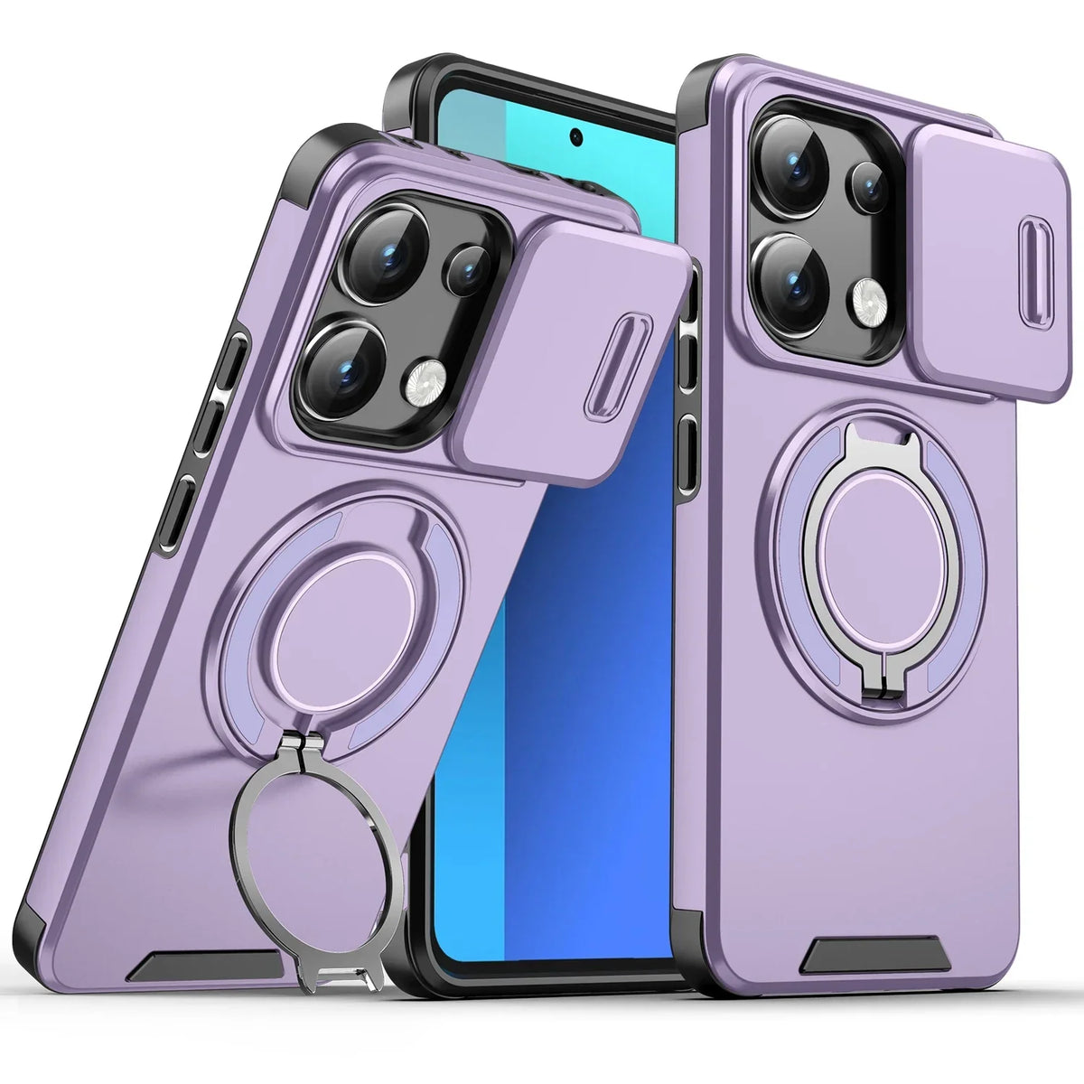 Magnetic Ring Stand Case for Redmi Note 13 Pro 5G 4G | Slide Camera Cover