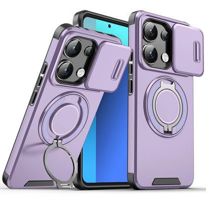 Magnetic Ring Stand Case for Redmi Note 13 Pro 5G 4G | Slide Camera Cover