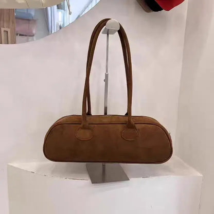 Vintage Blue Women High Street Suede Surface Chic Casual Handbag