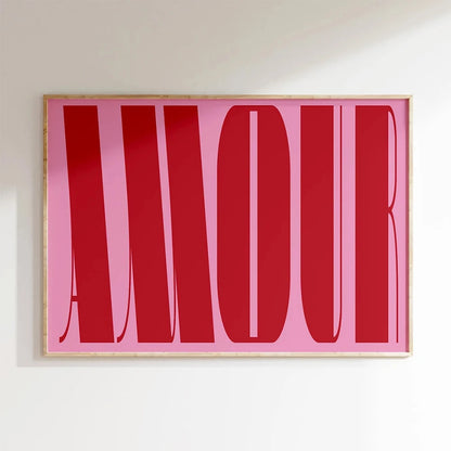 Amour Love Quote Wall Art Print – Romantic Typography Poster