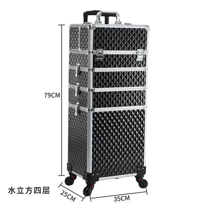 Large Professional Makeup Trolley Case – Multilayer Rolling