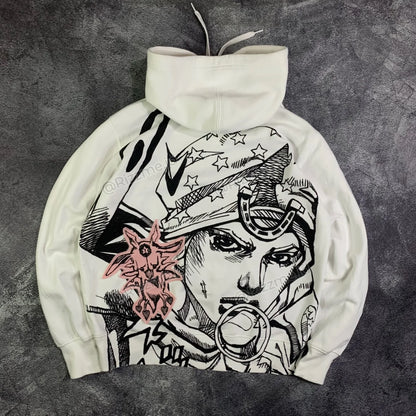 JoJo's Bizarre Adventure Zip-Up Hoodie Anime Graphic Streetwear Unisex