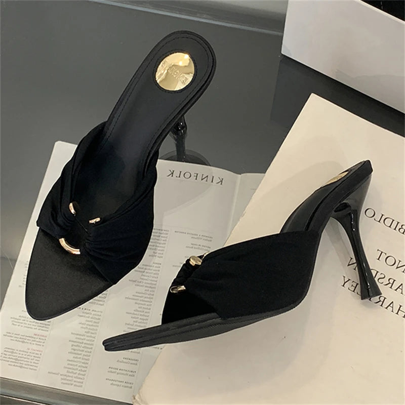 Women's Open Toe Stiletto Heel Slide Mules
