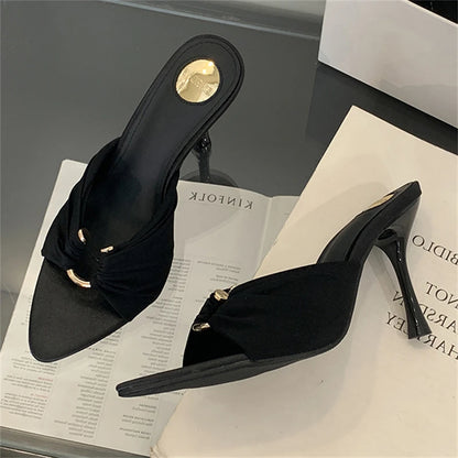 Women's Open Toe Stiletto Heel Slide Mules