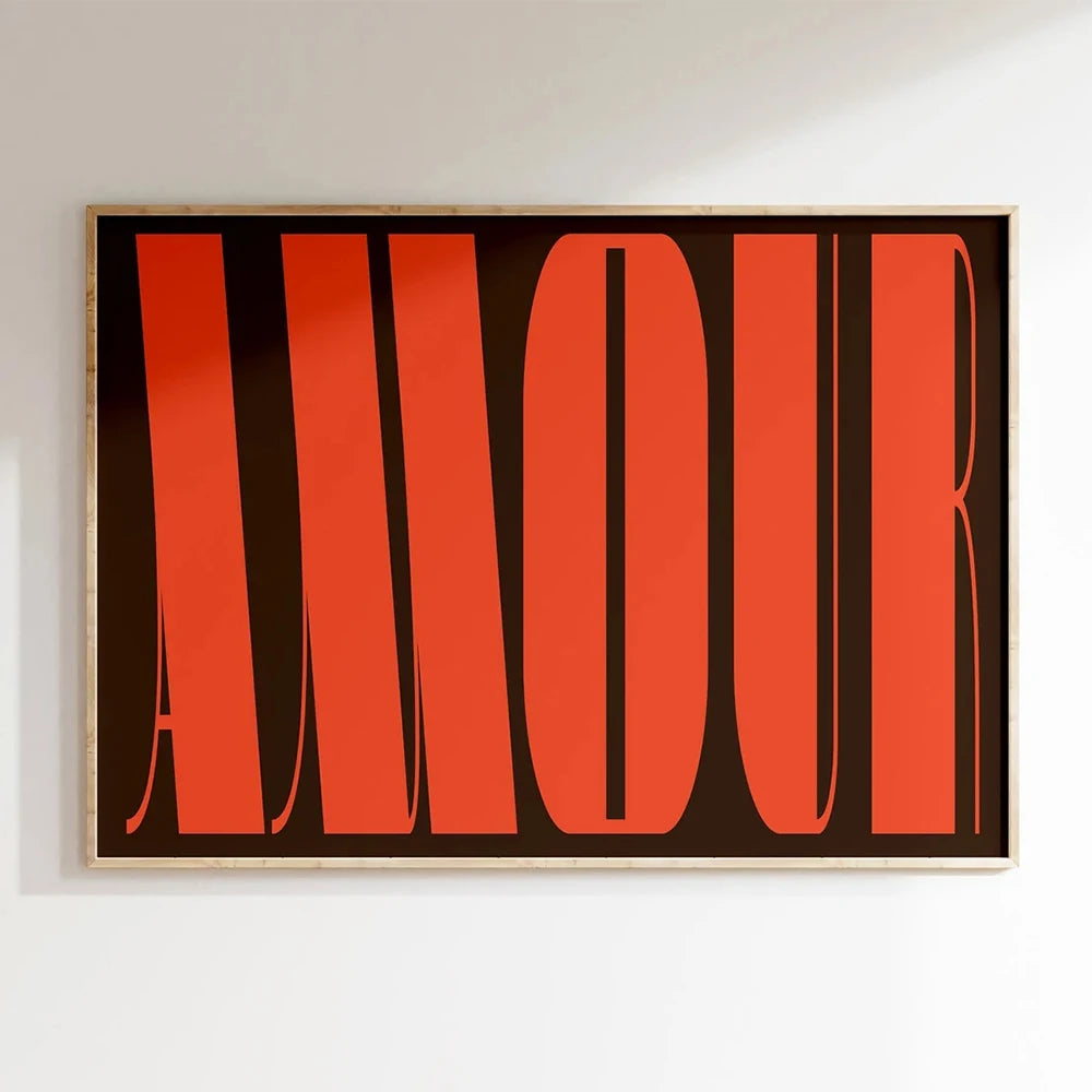 Amour Love Quote Wall Art Print – Romantic Typography Poster