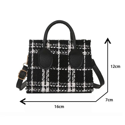 Women Mini Handbag Ladies Pouch Fashion Check Pattern Shoulder Bag