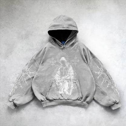 Gothic Angel Oversized Hoodie – Harajuku Streetwear Sweatshirt