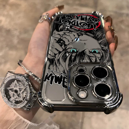 Demon Slayer Anime iPhone Case – Electroplated Chrome Design