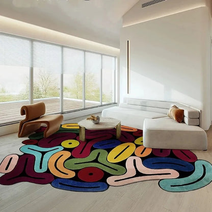 Irregular Art Plush Area Rug – Modern Abstract Non-Slip Carpet