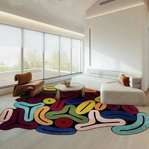 Irregular Art Plush Area Rug – Modern Abstract Non-Slip Carpet