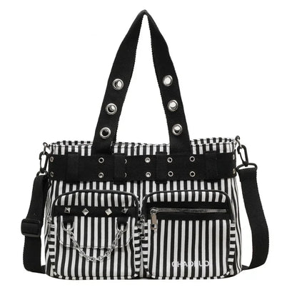 Chains Zipper Buckle Nylon Shoulder Bags