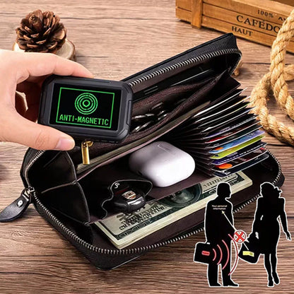 Genuine Leather Long Clutch Wallet for Men – Zipper