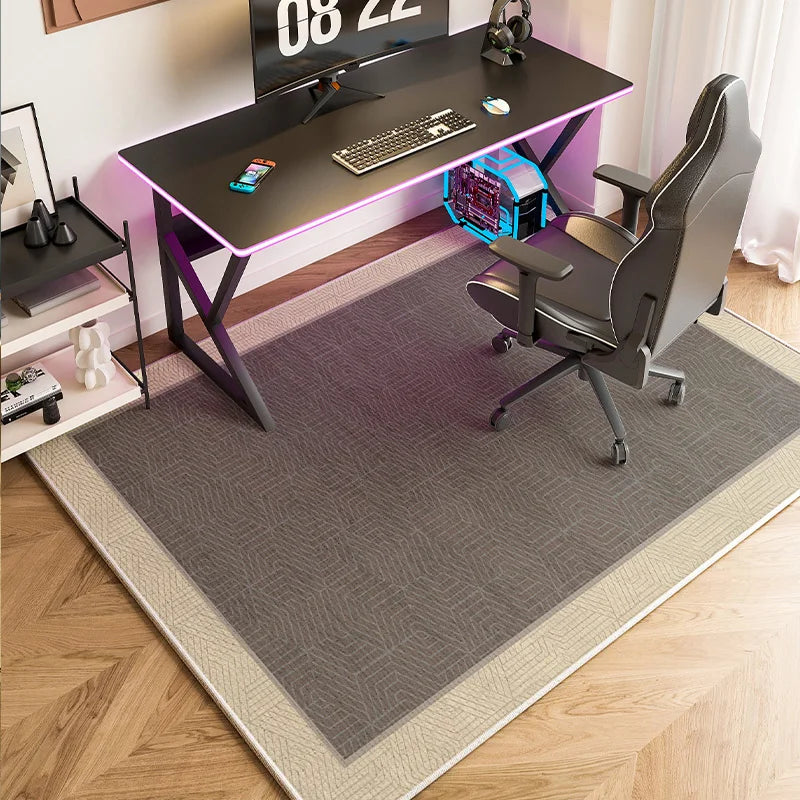 Gaming Chair Mat – Minimalist Grey Rug, Stain Resistant Floor Carpet