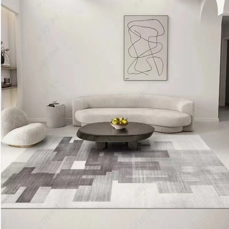 Modern Grey Area Rug – Soft Textured Carpet for Living Room & Bedroom