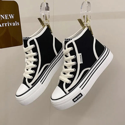 Women's Platform High-Top Canvas Sneakers