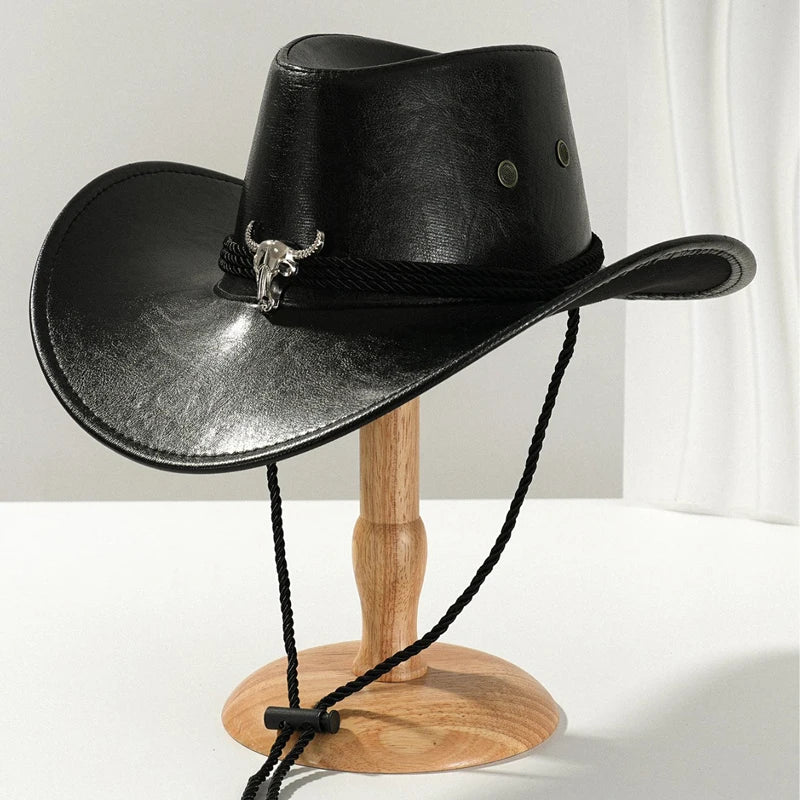 Vintage Faux Leather Western Cowboy Hat – Unisex