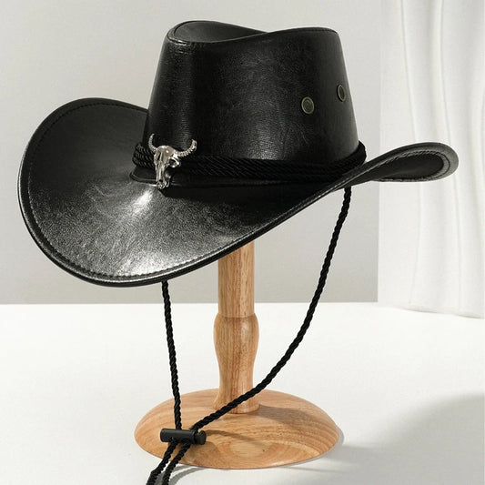 Vintage Faux Leather Western Cowboy Hat – Unisex