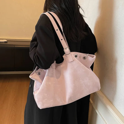 Large Suede Tote Bag for Women – Pillow Shoulder & Commute Bag