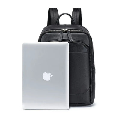 Genuine Leather Men's Backpack – Embossed Laptop School Bag