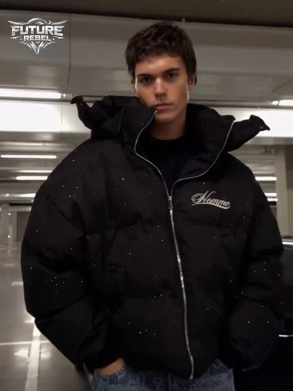 Men's Puffer Jacket Thick Warm Cotton-Padded Coat Harajuku Streetwear