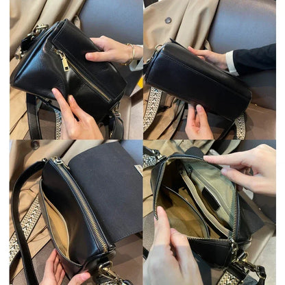 Genuine Leather Crossbody Bag – Women's Retro Shoulder Bag