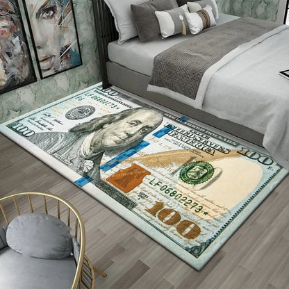 Dollar Print Area Rug – Anti-Slip Bedroom & Game Room Floor Mat