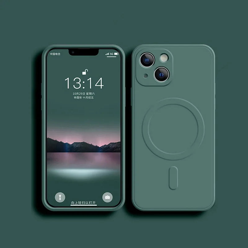 Liquid Silicone Shockproof Case For iPhone 17/ 16/ 15/ 14/ 13/ 12/ 11 Pro Max Plus Phone Magnetic Wireless Charger For Magsafe Cover