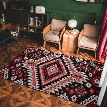 Bohemian Area Rug – Soft Non-Slip Ethnic Style Carpet, Machine Washable