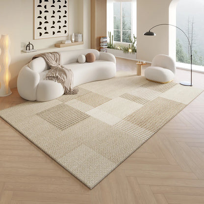 Cream Minimalist Area Rug – Soft Textured Living Room Carpet