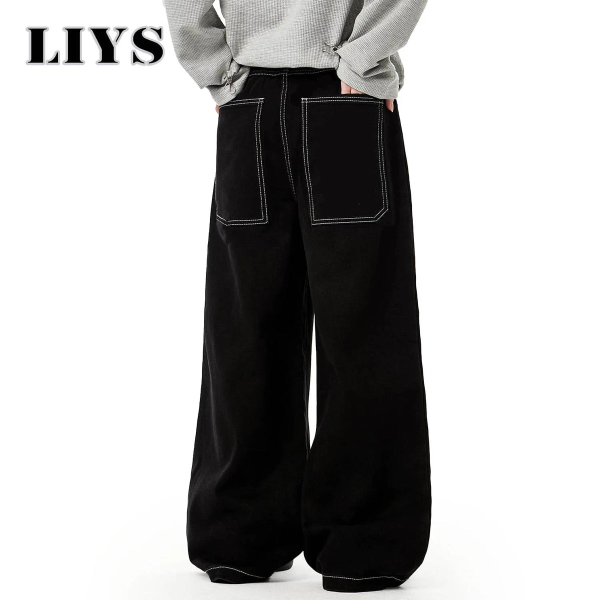 Black Baggy Wide Leg Jeans – Unisex Retro Denim Pants
