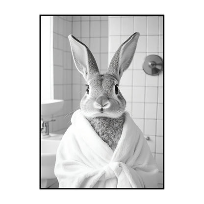 Funny Animal Bathroom Wall Art Poster – Quirky Wildlife in Bathrobe Print