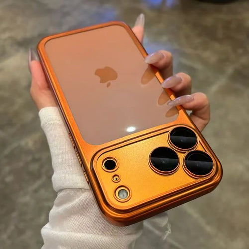Frosted Translucent iPhone Case – Metal Frame & Camera Lens Protector for iPhone 13–17