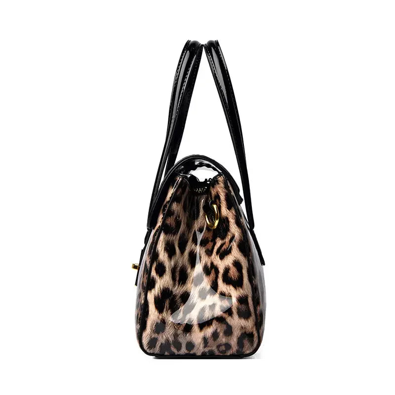 Leopard Patent Leather Luxury Handbag for Women