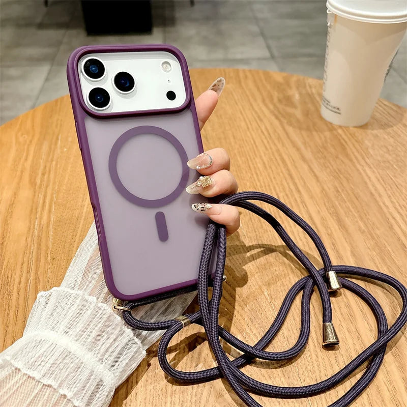 MagSafe Lanyard iPhone Case Candy Color Crossbody Necklace