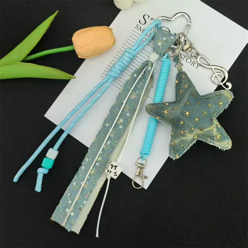 Fashion Leopard Starfish Keychain Cute Balloon Dog Leather Charm Women Maximalist Bag