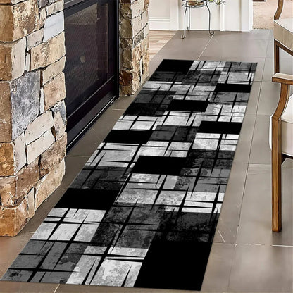 Abstract Geometric Runner Rug – Non-Slip Hallway & Living Room Carpet
