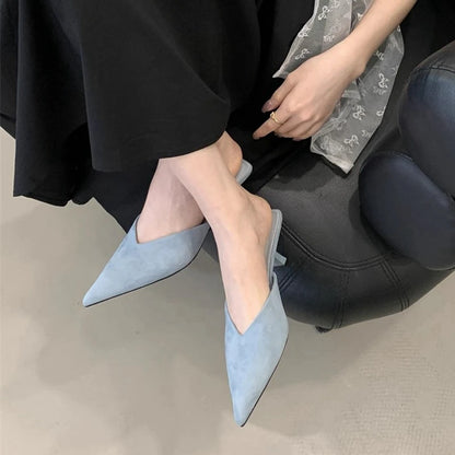 Women's Pointed-Toe Mule Heels – Elegant Thin Heel Dress Sandal