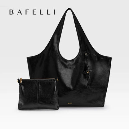 Leather Tote Bag – Large Capacity Soft Shoulder Bag for Women