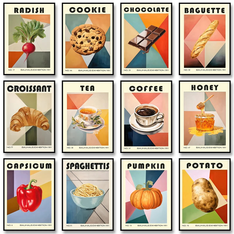 Kitchen Food Canvas Wall Art Poster – Coffee Tea Fruit Prints