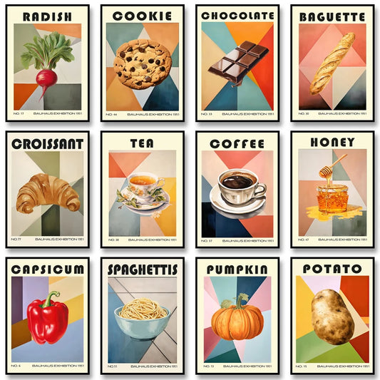 Kitchen Food Canvas Wall Art Poster – Coffee Tea Fruit Prints