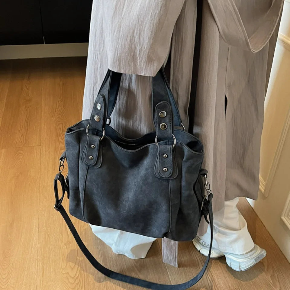 Large Suede Shoulder Bag – Women's Luxury Commuter Tote