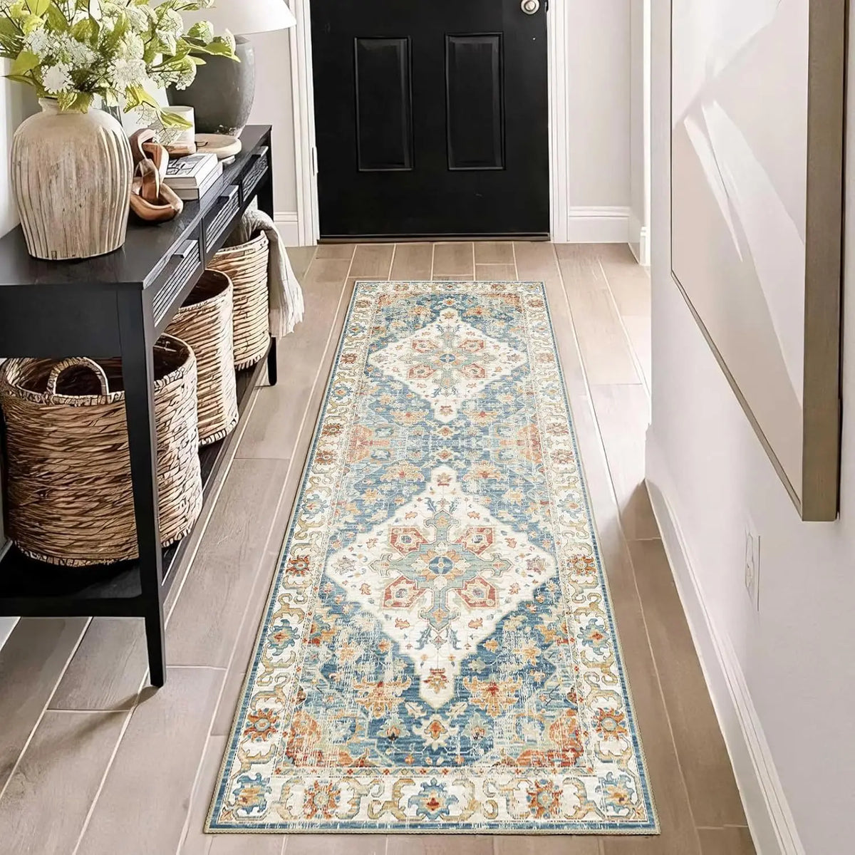 Bohemian Runner Rug – Soft Absorbent Non-Slip Hallway & Bedside Carpet