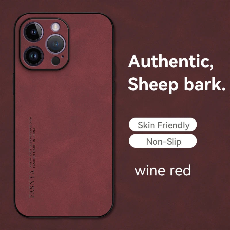 Soft Leather iPhone Case – Luxury Sheepskin Matte Cover