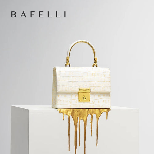 Genuine Leather Shoulder Handbag with Gold Hardware